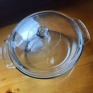 Vintage Anchor Hocking 2qt Clear Glass Casserole Dish Bowl Ovenware 9" With Lid